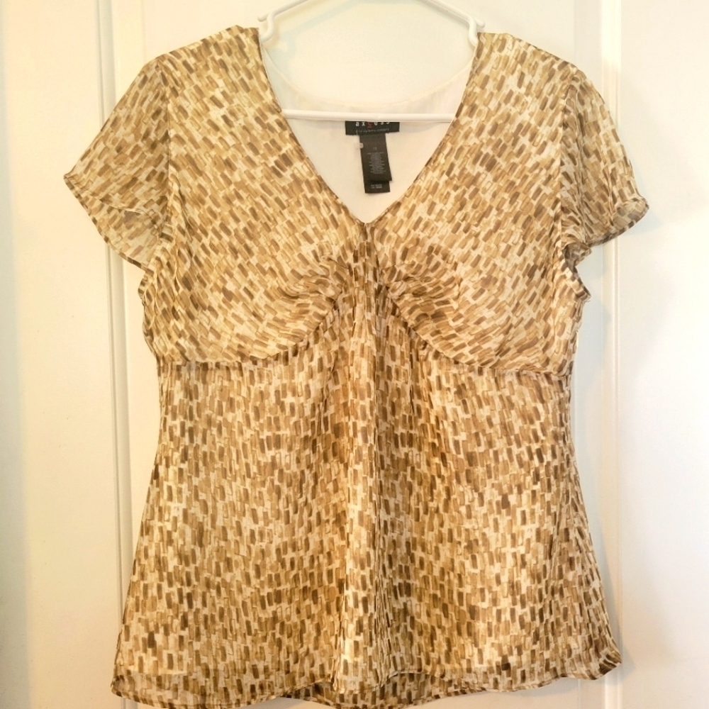 Axcess by Liz Claiborne Beige Tan Blouse Vintage. Looks New. Size 12